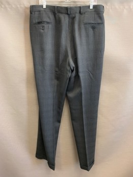 JOSEPH ABBOUD, Black, Blue, Taupe, Wool, Plaid, Pleated Front, Zip Fly, Bttn. Closure, 4 Pockets, Belt Loops, Cuffed