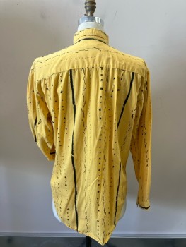 MIKE GRAY, Goldenrod/Black Abstract Patterned Stripes, C.A., B.F., 1 Pckt, L/S,