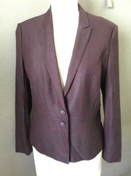 Womens, Blazer, HUGO BOSS, Red Burgundy, Black, Viscose, Wool, 14, Single Breasted, Collar Attached,  Peaked Lapel, 2 Buttons,  Waist Seam
