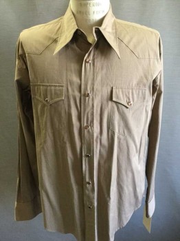 ANTO HJ, Tobacco Brown, Cotton, Solid, Western Yoke, Long Sleeves, 2 Pockets, Snap Front,