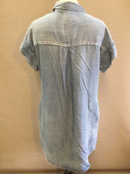 Womens, Dress, Short Sleeve, VELVET HEART, Denim Blue, Tencel, S, Short Sleeves with Cuff, Button Front, 2 Breast Pockets, 2 Hip Pockets, Collar Attached, White Metal Buttons