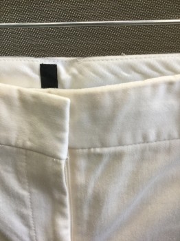 TAHARI, White, Cotton, Elastane, Solid, Mid Rise, Boot Cut, Zip Fly, 2 Back Pockets, No Belt Loops