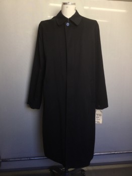 Mens, Coat, Trenchcoat, LONDON FOG, Black, Cotton, Polyester, Solid, 44 R, Black, Button Front, Collar Attached, Attachable Lining