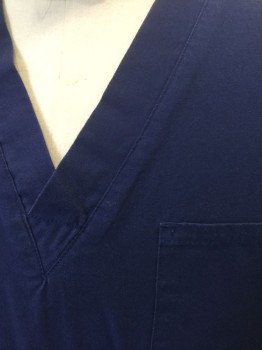 MG MED GEAR, Navy Blue, Cotton, Polyester, Solid, Short Sleeves, V-neck, 1 Patch Pocket