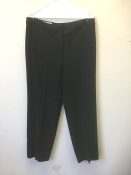 Womens, Slacks, ST.JOHN, Black, Polyester, Spandex, Solid, 12, High Waisted, Relaxed Leg, 1" Wide Self Waistband, Zip Fly, No Pockets