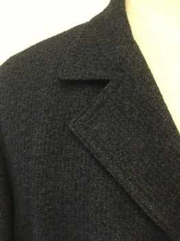 MTO, Black, Brown, Blue, Wool, Synthetic, Tweed, SHORT LENGTH COAT, Double Breasted, Notched Lapel, Black Satin Lining, Slit Center Back,