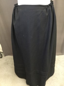 MTO, Black, Wool, Solid, Straight , Drawstring Waist , Two Sewn Pleats on Front