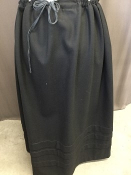 MTO, Black, Wool, Solid, Straight , Drawstring Waist , Two Sewn Pleats on Front