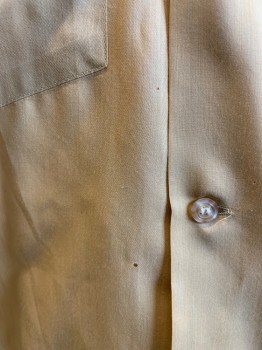 ARROW, Tan Brown, Polyester, Cotton, Solid, Button Front, Collar Attached, Short Sleeves, 2 Pockets, Small Holes on Front & Back