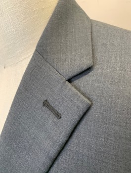 Mens, Sportcoat/Blazer, RALPH LAUREN, Dk Gray, Wool, Polyester, Solid, 40R, Single Breasted, Notched Lapel, 2 Buttons, 3 Pockets, Slim Fit