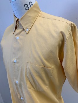 Mens, Shirt, TRUVAL, Mustard Yellow, Polyester, Cotton, Solid, N 15, Button Front, Button Down Collar, Short Sleeves, 1 Pocket,