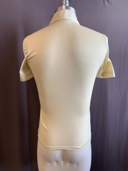 Mens, Polo Shirt, TOP IN ROME, Beige, Cotton, XS, C.A., 1/4 Button Front, S/S, 1 Breast Pocket