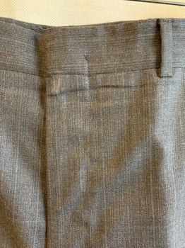 CHAPS, Brown, Teal Green, Red Burgundy, Wool, Stripes - Pin, Side Pockets, Zip Front, Flat Front, 2 Welt Pockets at Back