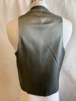 BOTANY 500, Dk Gray, Gray, Wool, Heathered, V-N, Single Breasted, Button Front, 5 Buttons, 2 Pockets,