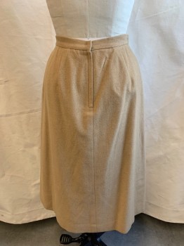 Womens, Skirt, SAKS FIFTH AVENUE, Camel Brown, Camel Hair, Solid, Sz12, W27, A-line, Back Zipper, Some Gathers, 2 Pockets,