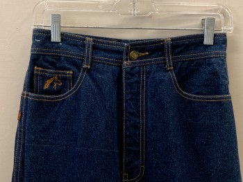 JORDACHE, Dk Blue, Cotton, Solid, F.F, Top And Back Pockets, Zip Front, Belt Loops, Straight Fit