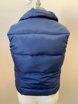 NL, Slate Blue, Lt Gray, Nylon, Color Blocking, Puff/Quited Ski Vest, Snap And Zipper Front, 2 Pckts, Hinged Clip On Waistband