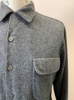 SPORTSMAN, Charcoal Gray, Gray, Wool, 2 Color Weave, L/S, Button Front, Collar Attached, Chest Pockets