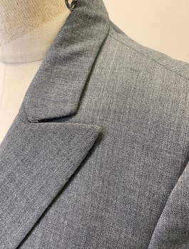 STELLA MCCARTNEY, Gray, Wool, Solid, Single Breasted, 1 Button, Peaked Lapel, 3 Pockets, Lightly Padded Shoulders