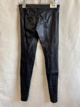 Womens, Leather Pants, MASON, Black, Faux Leather, Solid, W29, 0, Faux Leather, Side Zipper, Zippers On Hems, Legging