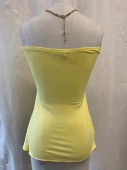 Womens, Top, SKY, Bronze Metallic, Rayon, Spandex, Solid, S, Halter, Gold Chain & Yellow Bead Straps, Gathered at Center By Gold & Yellow Metal Detail