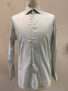 Mens, Casual Shirt, J. Varvatos, White, Gray, Cotton, Elastane, Pin Dot, 32-33, 16, L/S, Button Front, Collar Attached,