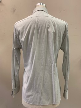 Mens, Casual Shirt, J. Varvatos, White, Gray, Cotton, Elastane, Pin Dot, 32-33, 16, L/S, Button Front, Collar Attached,