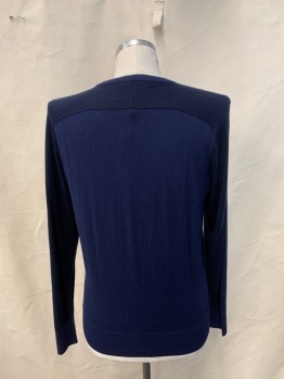 Mens, Pullover Sweater, RAG & BONE, Navy Blue, Cotton, Silk, Solid, L, CN, L/S,