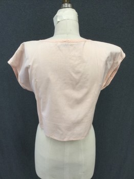 Womens, Top, KIMO SABE, Peach Orange, Cotton, Solid, XS, B30/32, Scoop Neck, Cap Sleeves, Grid Pintuck Front