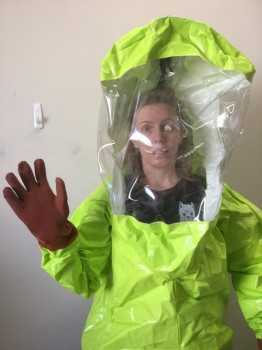 Unisex, Hazmat, Suit, Color, DUPONT TYCHEM , Lime Green, Plastic, Solid, C45-49, 2XL, Hazmat Encapsulated Suit, for Chemicals, Clear Face Shield, Attached Rubber Gloves, Center Back Heavy Duty Zipper and Velco, Attached Hood, Taped Seams, Interior Belt, Covered Hole for Air Purifier Attachment, Tychem, We Have 3, Bio Hazard