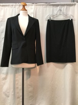 Womens, Suit, Jacket, TRISTAN, Black, White, Polyester, Wool, Stripes - Pin, 8, Black, White Pinstripes, Notched Lapel, Collar Attached, 2 Buttons,  2 Pockets,