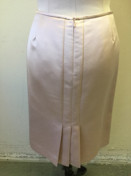 Womens, 1990s Vintage, Suit, Skirt, VICTOR COSTA, Blush Pink, Polyester, Solid, W 31, Satin, Pencil Skirt, Pleated Center Back with Slit, Center Back Zip *Note: Skirt is a Large Size 8, While Jacket Fits More Like a 6
