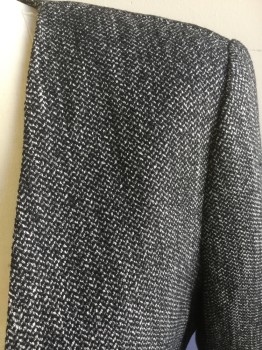 ANN TAYLOR, Charcoal Gray, Lt Gray, Black, Polyester, Rayon, 2 Color Weave, 3 Hooks & Eyes, Peplum, No Collar or Lapel