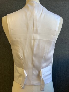 DOMINIC GHERARDI, Off White, Cotton, Stripes, Shawl Lapel, Stitched Vertical Stripes, Single Breasted, Button Front, 3 Fabric Covered Buttons, 2 Pockets, Belted Back (Broken Buckle)