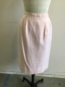 WORTHINGTON, Lt Pink, Polyester, Wool, Solid, Double Pleated, 2 Pockets, Back Zipper, Below knee Length