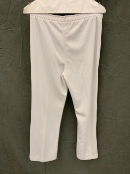 Womens, Nurse, Pant, N/L, White, Polyester, Solid, W 29, 1970's/1980's Ribbed Knit, Elastic Waistband, Center Front Leg Seams