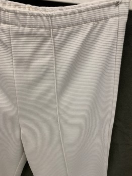 Womens, Nurse, Pant, N/L, White, Polyester, Solid, W 29, 1970's/1980's Ribbed Knit, Elastic Waistband, Center Front Leg Seams