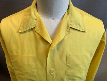 CAMPUS, Mustard Yellow, Polyester, Cotton, Solid, Button Front, Collar Attached, Long Sleeves, 2 Pockets,
