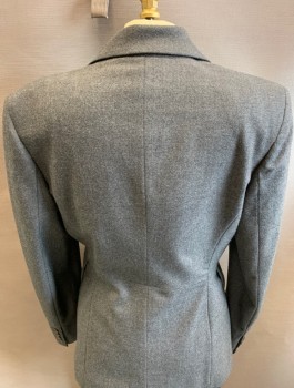 Womens, Suit, Jacket, MICHAEL KORS, Gray, Wool, Spandex, Solid, 8, Peaked Lapel, Button Front, 2 Pockets