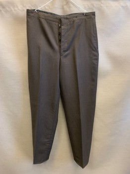 Mens, Historical Fiction Pants, MTO, Chocolate Brown, Red, Wool, Stripes - Pin, 29, 34, Button Front, Adjustment Strap on Back, 2 Pockets,