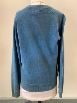 Childrens, Sweater, TUCKER + TATE, French Blue, Cotton, Solid, L, L/S, Crew Neck, Aged And Stained