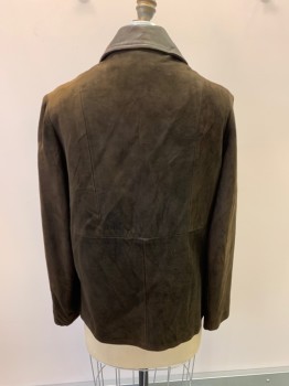 Womens, Leather Jacket, NL, Brown, Suede, Solid, B 36, 12, Leather C.A., Single Breasted,  2 Pockets With Leather Trim, Removable Brown Fuzzy Lining