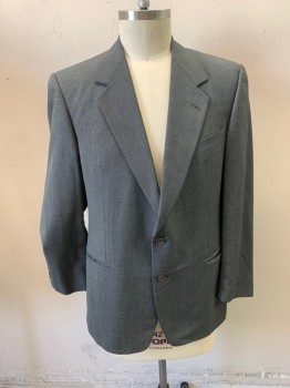 ZEGNA, Black, Gray, Wool, 2 Color Weave, Single Breasted, 2 Buttons, Notched Lapel, 3 Pockets, 3 Button Cuffs