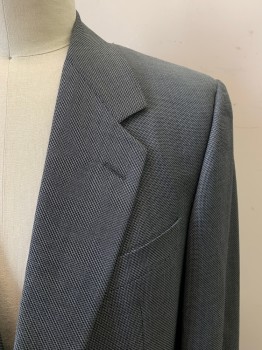 ZEGNA, Black, Gray, Wool, 2 Color Weave, Single Breasted, 2 Buttons, Notched Lapel, 3 Pockets, 3 Button Cuffs