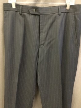 Mens, Suit, Pants, GIORGIO FIORELLI, Midnight Blue, Royal Blue, Polyester, Viscose, Stripes - Pin, 34/30, Flat Front, Button Tab, 4 Pockets, Sub