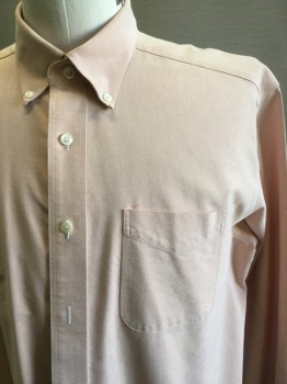 LL BEAN, Peach Orange, Cotton, Oxford Weave, Collar Attahced with Button Down with Side Left Pocket