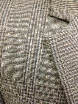 Mens, Sportcoat/Blazer, PRONTO UOMO, Gray, Navy Blue, Black, Wool, Plaid, 40R, Single Breasted, 2 Buttons,  Notched Lapel, 3 Pockets,