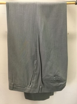 Mens, Suit, Pants, DOLCE & GABBANA, Lt Gray, Wool, Silk, Solid, 34/34, Flat Front, 2 Welt Pockets at Waistband Front