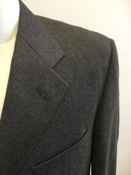 LUBIAM, Brown, Wool, Heathered, Single Breasted, Collar Attached, Notched Lapel, 3 Buttons,  3 Pockets