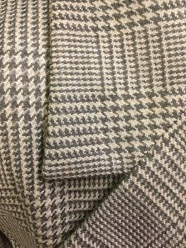 LINDA ALLARD ELLEN T, Khaki Brown, Olive Green, Brown, Wool, Plaid, Houndstooth, Single Breasted, 3 Buttons,  2 Diagonal Pockets, Notched Lapel,